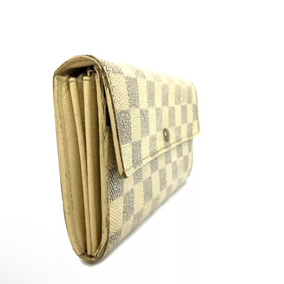 Louis Vuitton Damier Azur Porte Feuille Sarah Long Bifold Wallet White Long - Picture 2 of 8